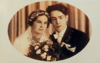 Jiří Stehlík's parents in a wedding photograph, the wedding took place on 14 October 1933 in Semily