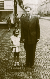 Milena Jirušová with her father, early 1950s