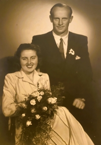 Wedding photograph of Marie Čálková, 1950s