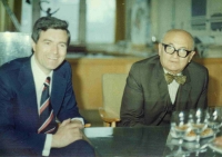 Štěpán Faber with his superior, architect Václav Hilský, 1980s