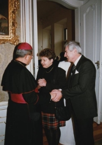 Štěpán Faber with his wife and papal nuncio Giovanni Coppa, 1990s