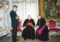 Štěpán Faber with Cardinal Tomášek and Bishop Lobkowicz, 1990s