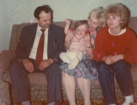 Jarmila Zaviačičová (centre) with her granddaughter Petra, husband and daughter Marie, 1980s