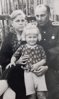 With soldier Lisa and a Red Army captain, 1945