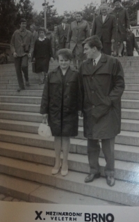 Jan Chloupek and his wife at the Brno trade fair