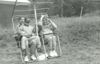 On the cable car to Snezka with my wife and son Jiri, 1995