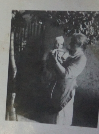 Jan Chloupek in his childhood with his mother