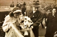 Marie Čálková as a bridesmaid at her cousin's wedding, early 1950s