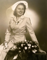 Wedding photograph of Marie Čálková, 1950s