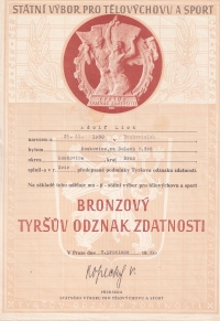 Bronze Tyrš badge of fitness