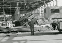 State tractor station in Opava - construction of workshops, Antonín Najser at the car factory. Photos probably from the 1970s