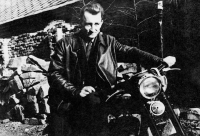 Antonín Najser on his Jawa 250 in the 1960s