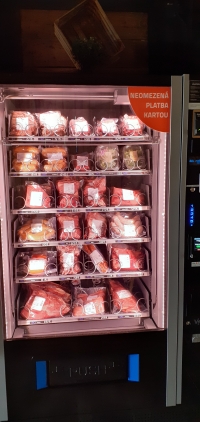 Cooling box with steak meat and sausages, Farmers' House, Vrchlabí