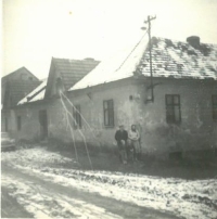 Blahomír and Ludmila, parents, and children Blahomír and Zdeňka, Dřínov no. 19, c. 1955