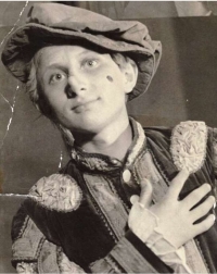 Miroslav Lebduška in the theatre performance Cyrano of Bergerac, 1960