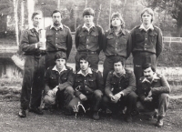 Fire Brigade Bystřec, František standing on the left, 1981