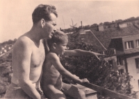 Michal Wagner with his father in the family villa in Hanspaulka