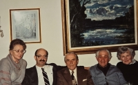 A visit to Prague in 2000. From left: Zoe Klusáková-Svoboda (daughter of Ludvík Svoboda), Thomas Kolsky, Gen. Miroslav Šmoldas, Bedřich and Jiřina Švermová-Kopoldová (daughter of Jan Šverma)