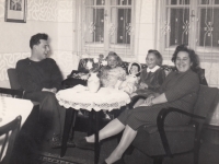 The Urban family, father Drahoslav on the left, mother Milada on the right, daughters Drahomíra and Zlata in the middle, 1963