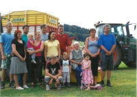 From right Blahomír, wife Jaroslava, grandmother Ludmila, son Jan with wife Veronika, son Ondřej with wife Lenka, son Jirka with girlfriend and grandchildren, Prosečné, about 2007