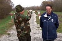 Štefan Uher with Jiří Barteček on the border with Austria on the banks of the Morava River, Záhorská Ves, 2019