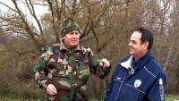 Štefan Uher with Jiří Barteček on the border with Austria on the banks of the Morava River, Záhorská Ves, 2019