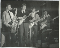 Part of the Memphis band in 1963 or 1964; from left: ?? Šrámek, Jiří Schneider, Zdeněk Raboch, Vojmír Frič