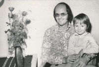 Rudolf Kulka with his son in his apartment in Smichov, September 1973