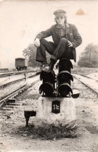 1974 - 1975 Pavel Záleský on the railway