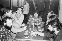 1980, in the pub U Zpěváčků (Jiří Prokop in the right corner of the table)