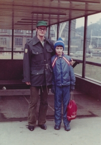 Rudolf Kulka with his son Petr, Florenc 1981