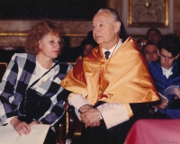 Jana Novotná as cultural attaché with Alexander Dubček in Madrid, 1990