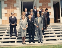 Jana Novotná (2nd row) as a cultural attaché with Alexander Dubček in Madrid, 1990