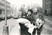 Stanislav Pilík with his wife Hana Pilíková, mother Jiřina Brabcová and son Honzik, 1984