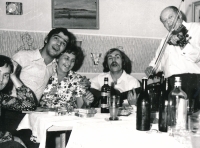 Stanislav Pilík (in the middle with guitar) with his family, ca. 1975