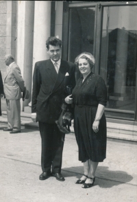 Emil Vydra with his mother Ludmila Vydrová, nee. Nováková, 1957