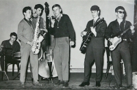 Memphis, the first rock band in Plzeň; from left Jan Brouček, ?? Holý, Jiří Kadlec, Oldřich Říha (later Katapult), Zdeněk Raboch, Vojmír Frič