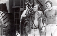 Tomas Fassati as director and cameraman of Czechoslovak Television with a colleague at work, 1980