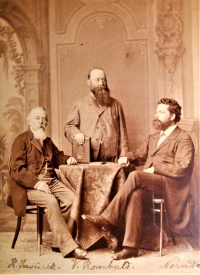 Painter Karel Javůrek, great-grandfather of Tomáš Fassati, with Jan Neruda and poet Václav Rombald, 1895