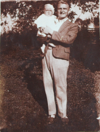 Alois Dostál Sr. with his first-born Alois, 1933
