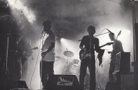 Concert of the band Žába with a wallet on their backs, Karlovy Vary, 1989