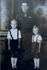 With brother Jan Travnicek and American officer Smith, 1945