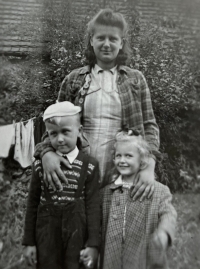 With brother Jan Trávníček and Sudeten German Maria, 1945