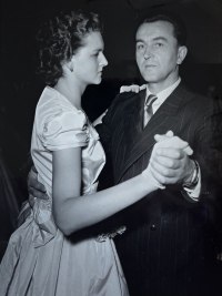 Vlastimila Peskova with her father Adolf Trávníček, 1957