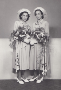 Vlasta Jiránková with her sister Miroslava, married Benešová, in June 1950