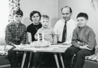 Family photo. From left: eldest son Stanislav, Jarmila Chovancová, youngest two-year-old son Tomáš, husband Jan, son Jan, 1971