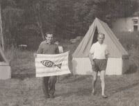 Tent camp of baptist youth in Pustá Rybná in the 1960s