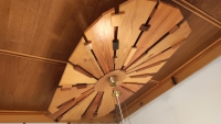 Chandelier made of 12 types of wood in the house of Josef Mrňák, who made it himself