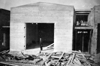 Construction in Kiel harbour in 1941. Father Josef Matuška standing in the middle in the gates