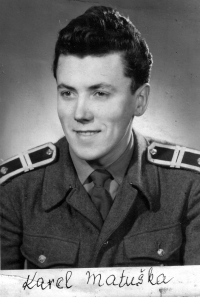 Karel Matuška in Czechoslovak People's Army uniform in 1958